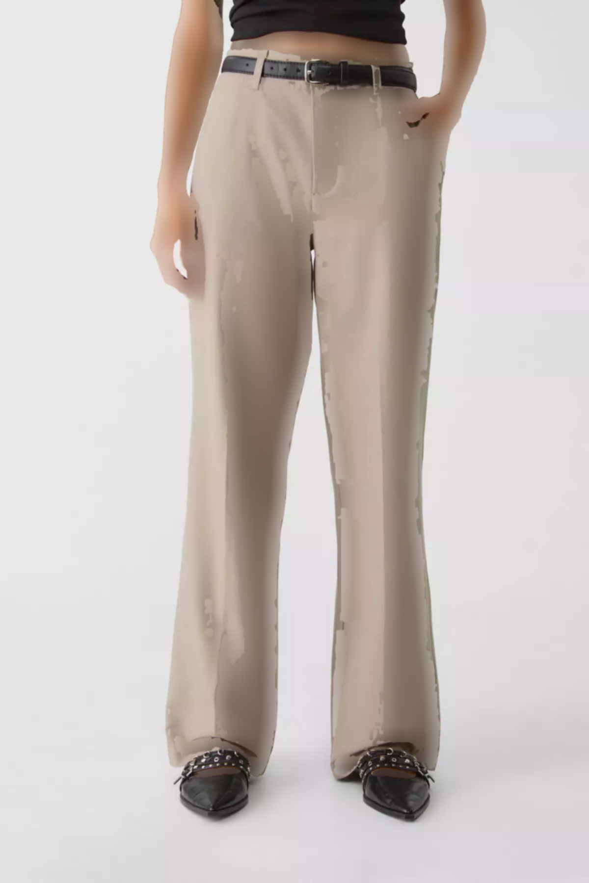 پارچه صاف کمربنددار شلوار راحت برند Stradivarius کد 1753351944
