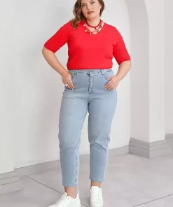 جین دور کمر بلند مام برند Büyük Moda کد 1753846873