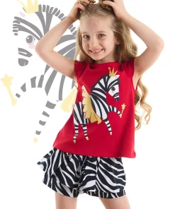 ست شلوارک تیشرت گورخری بالرین دخترانه برند Denokids کد 1753824672
