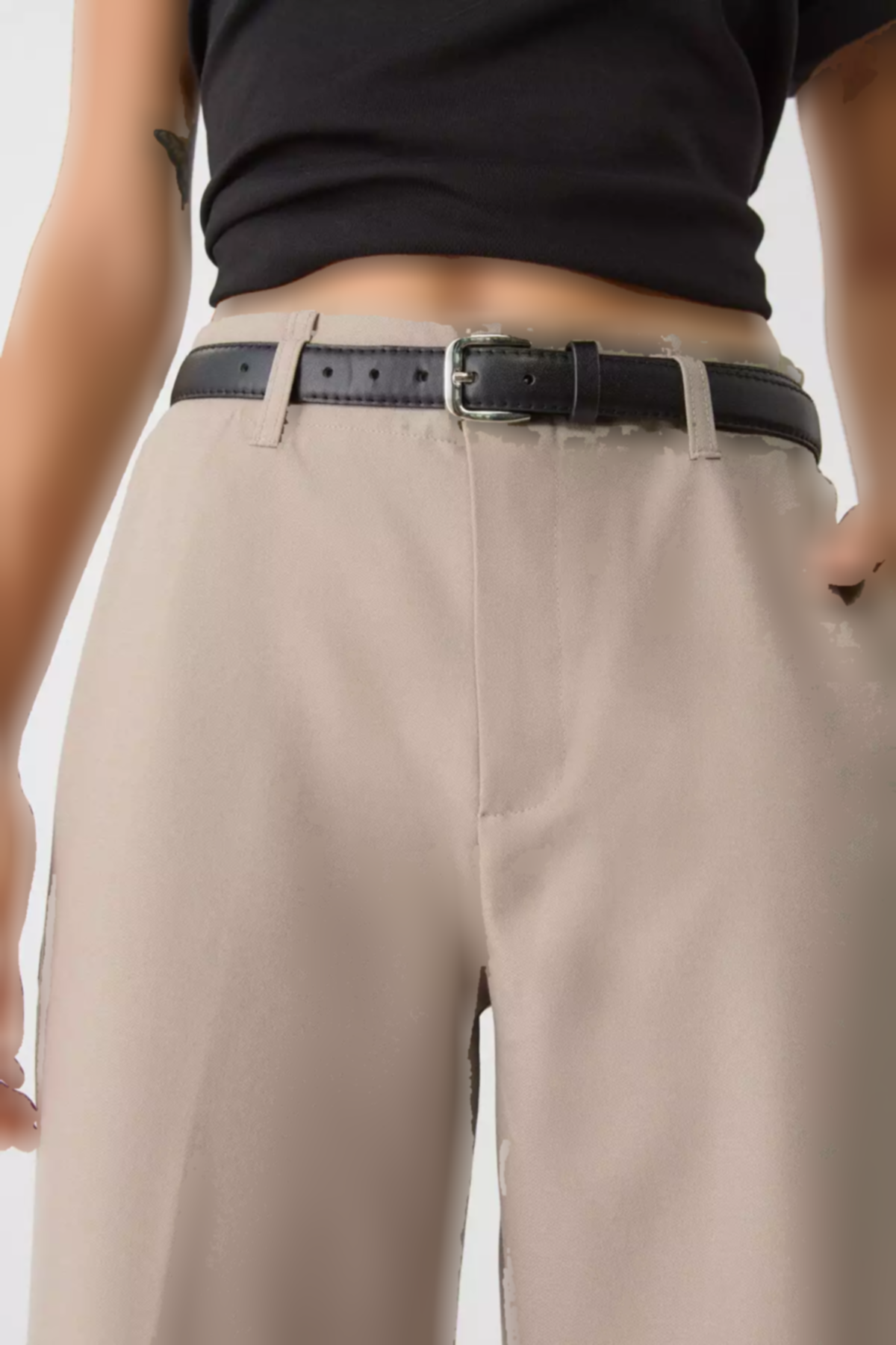 پارچه صاف کمربنددار شلوار راحت برند Stradivarius کد 1753351944