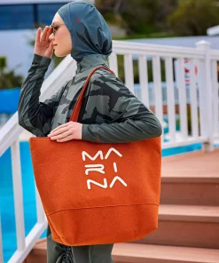 کیف دوشی آستردار نارنجی زیپدار برند Marina کد 1753529524
