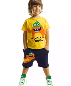 ست شلوارک تیشرت پسرانه هیولا برند Denokids کد 1753832529