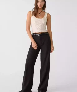 پارچه صاف کمربنددار شلوار راحت برند Stradivarius کد 1753361484
