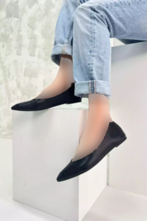کفش عروسکی چرم اصل مشکی برند inizio کد 1753713663