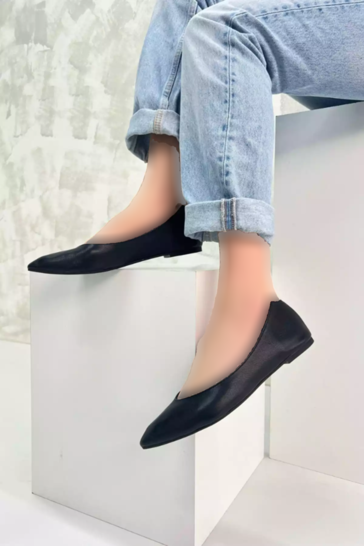 کفش عروسکی چرم اصل مشکی برند inizio کد 1753713663