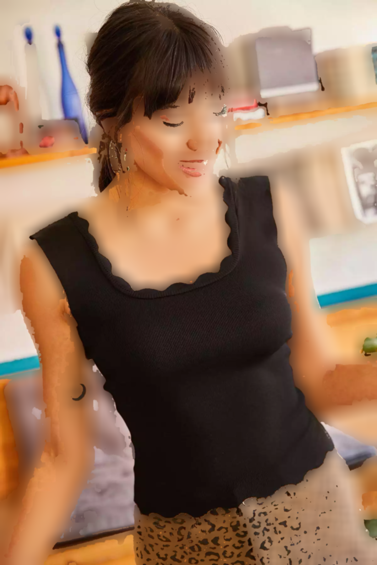 بلوز بافتنی دور کمر یقه طرحدار رو مشکی زنانه برند Olalook کد 1753669990