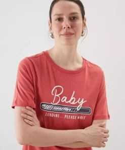 چاپی یقه گرد تیشرت بارداری برند LC Waikiki کد 1753936328