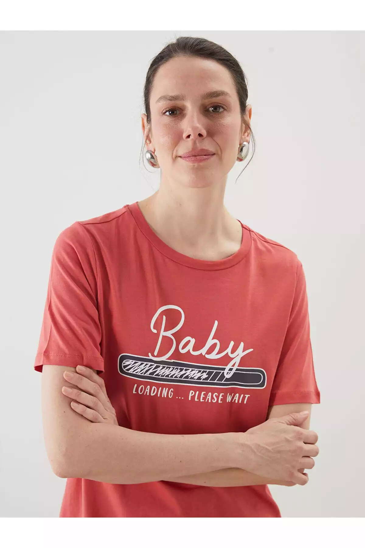 چاپی یقه گرد تیشرت بارداری برند LC Waikiki کد 1753936328