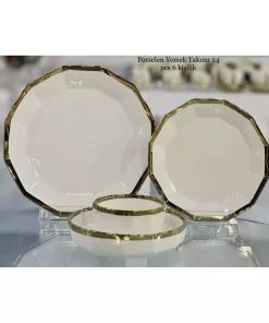 سرویس غذاخوری چینی 6نفره 24تکه طلایی برند decovien کد 1753907586