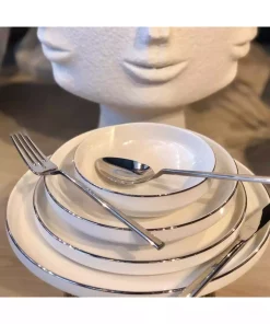 سرویس غذاخوری چینی 24تکه 6نفره نقره ای برند decovien کد 1753907585