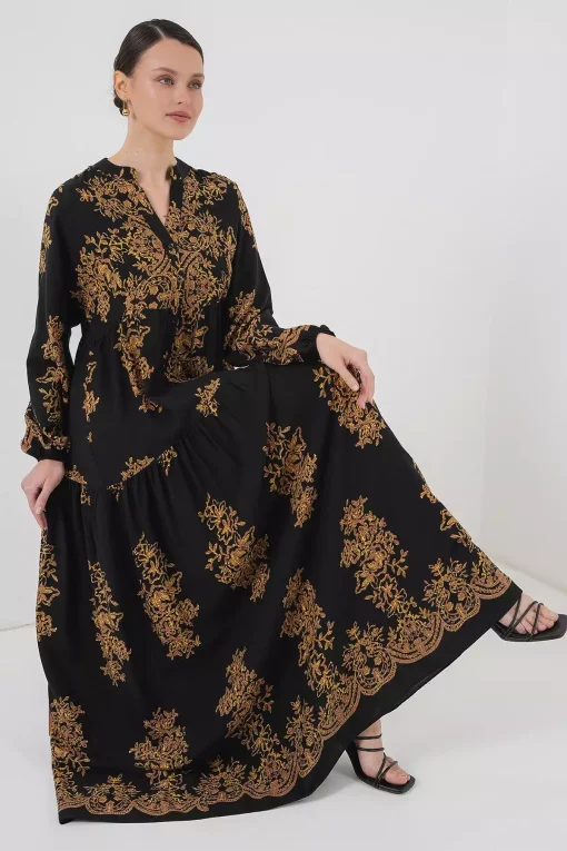 پیراهن طرح‎دار طلایی مشکی برند Bigdart کد 1753600994