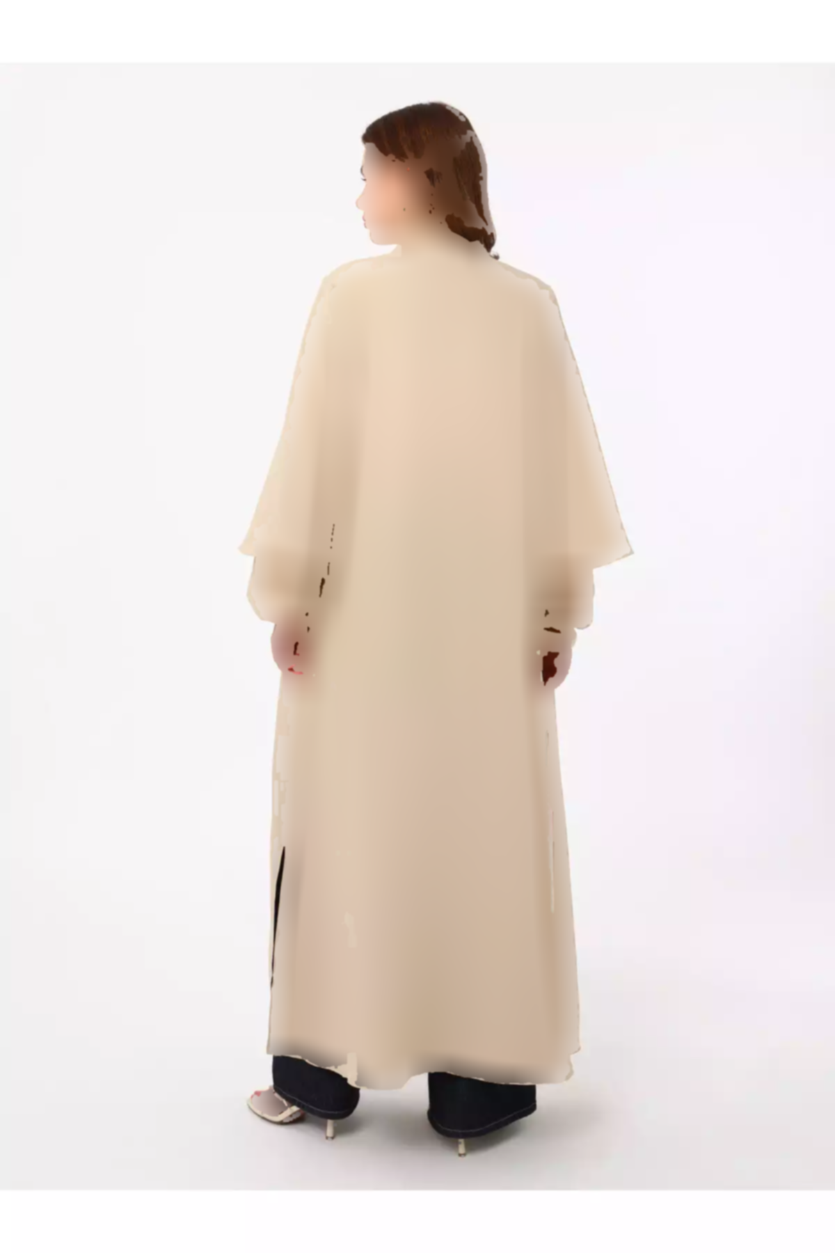 لباس مجلسی پارجه ای بلند طرحدار والان دار بژ رفکا برند Refka کد 1753361770