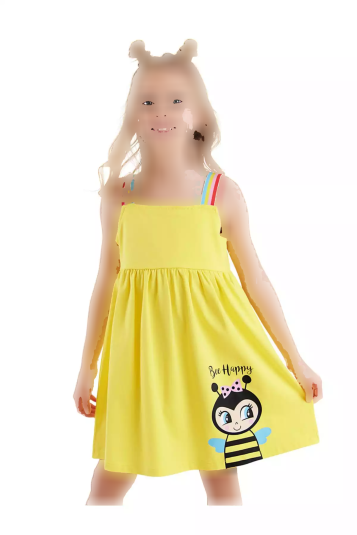 پیراهن تابستانی چیندار زرد دخترانه بنددار برند Denokids کد 1753832468