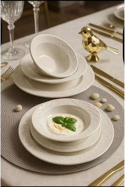 سرویس غذاخوری چینی 24تکه 6نفره برند decovien کد 1753907591