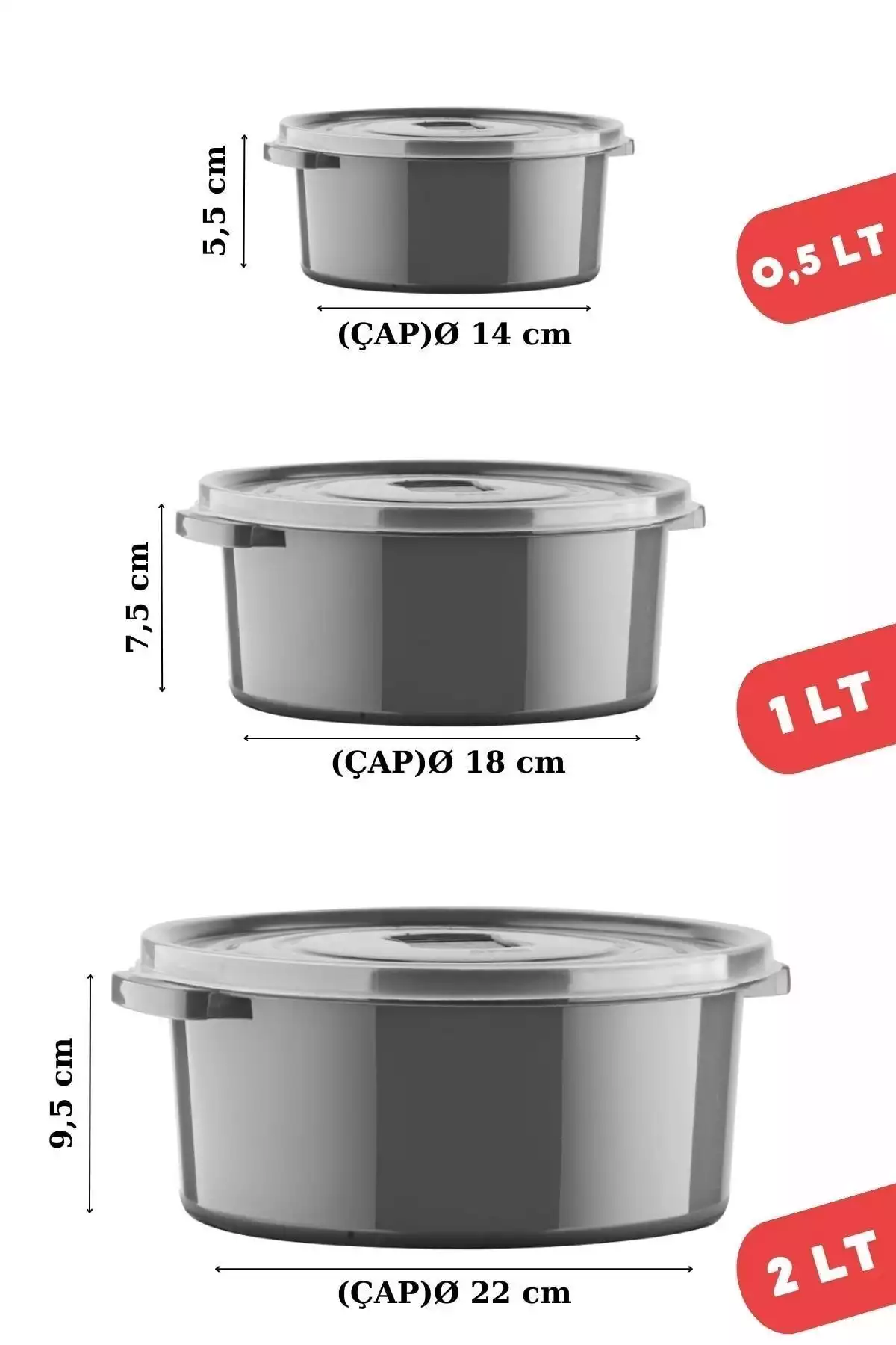ظرف نگهداری مایکروویو گرد ست قابل استفاده خاکستری آنتراسیت در دیفیوزر برند Nandy Home کد 1753575070