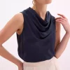 بلوز یقه ساتن سرمه ای برند Sateen کد 1753365191