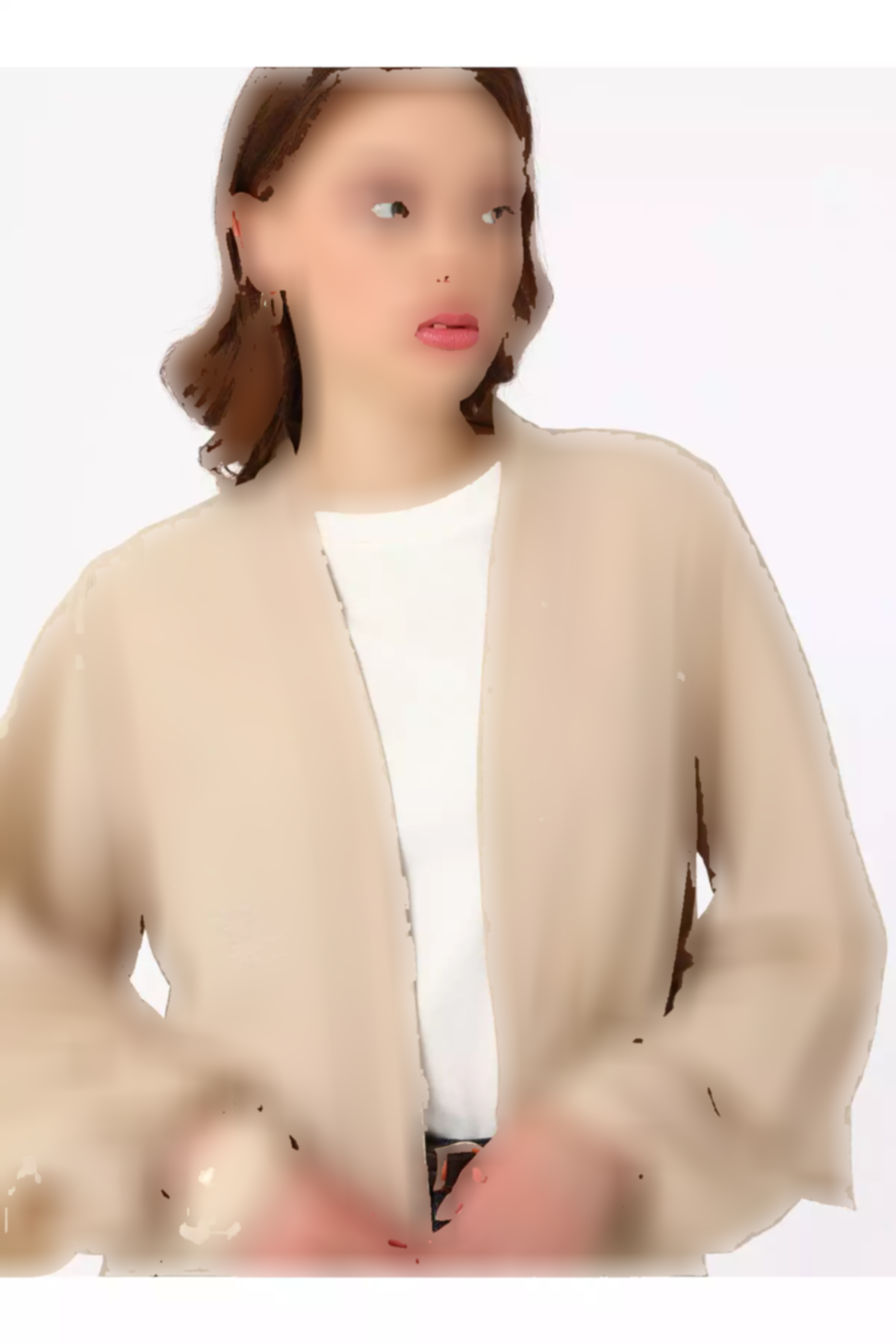 لباس مجلسی پارجه ای بلند طرحدار والان دار بژ رفکا برند Refka کد 1753361770