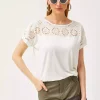 بلوز خفاشی طرحدار شیری زنانه برند Olalook کد 1753669929