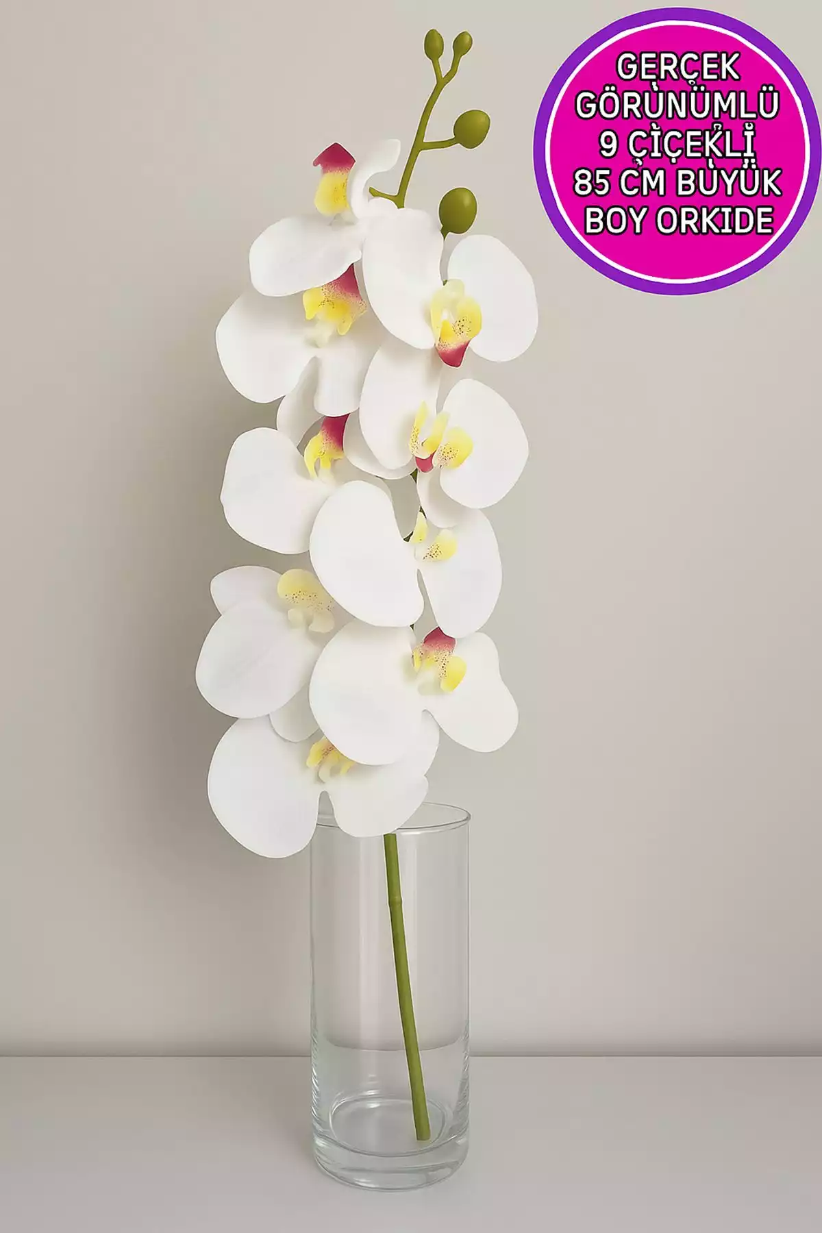 گلدار مصنوعی بزرگ به صورت ارکیده سفید واقعی 85cm برند ALSHOP کد 1753579331