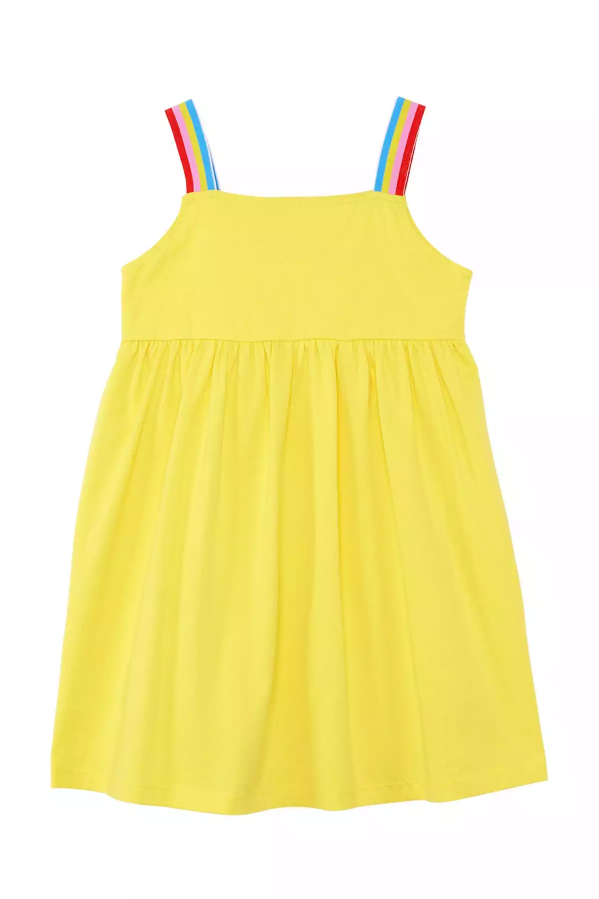 پیراهن تابستانی چیندار زرد دخترانه بنددار برند Denokids کد 1753832468