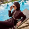 مایو اسلامی پوشیده کامل 30 کمربند دار قهوهای برند Marina کد 1753529468