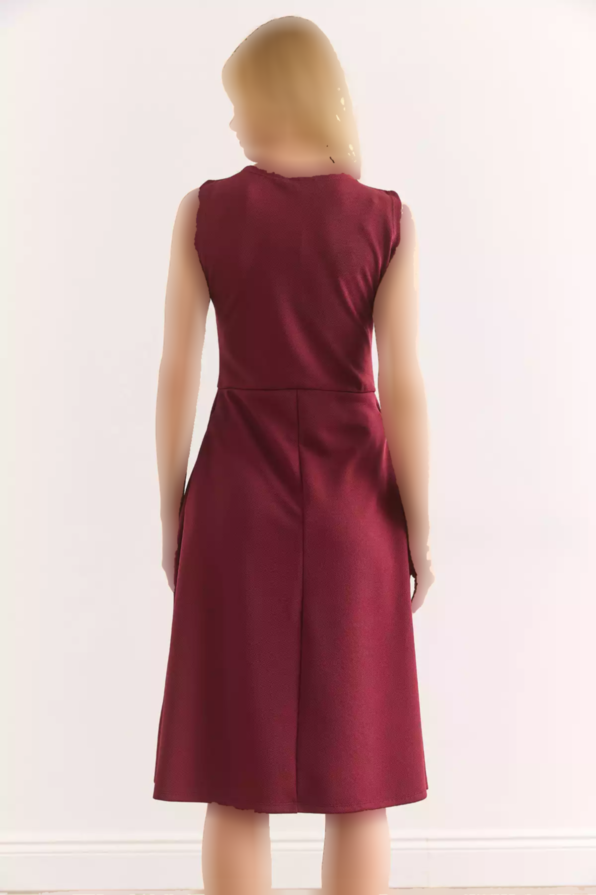 پیراهن جیب دار ساده کلوش زرشکی زنانه برند Olalook کد 1753677670