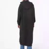 سوییشرت قالب راحت کلاهدار جیب دار بلند من مشکی برند Refka کد 1753724475