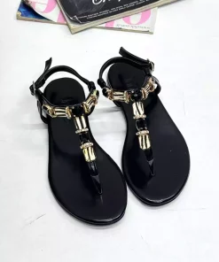 صندل نگین دار گورخری زنانه مشکی برند inizio کد 1753702871