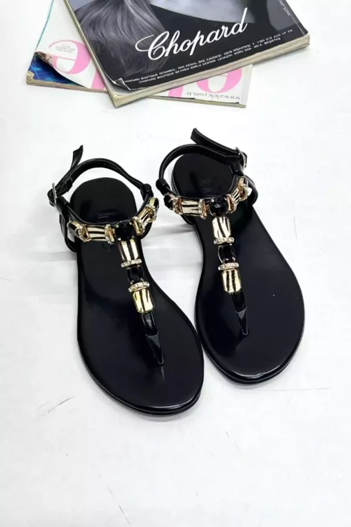 صندل نگین دار گورخری زنانه مشکی برند inizio کد 1753702871