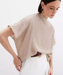 بلوز طرحدار بژ برند Sateen کد 1753368074