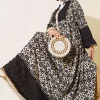 پیراهن کرم ابریشم مصنوعی طرحدار مشکی زنانه برند Bigdart کد 1753597388