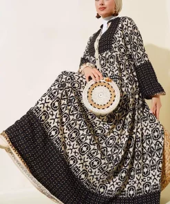 پیراهن کرم ابریشم مصنوعی طرحدار مشکی زنانه برند Bigdart کد 1753597388