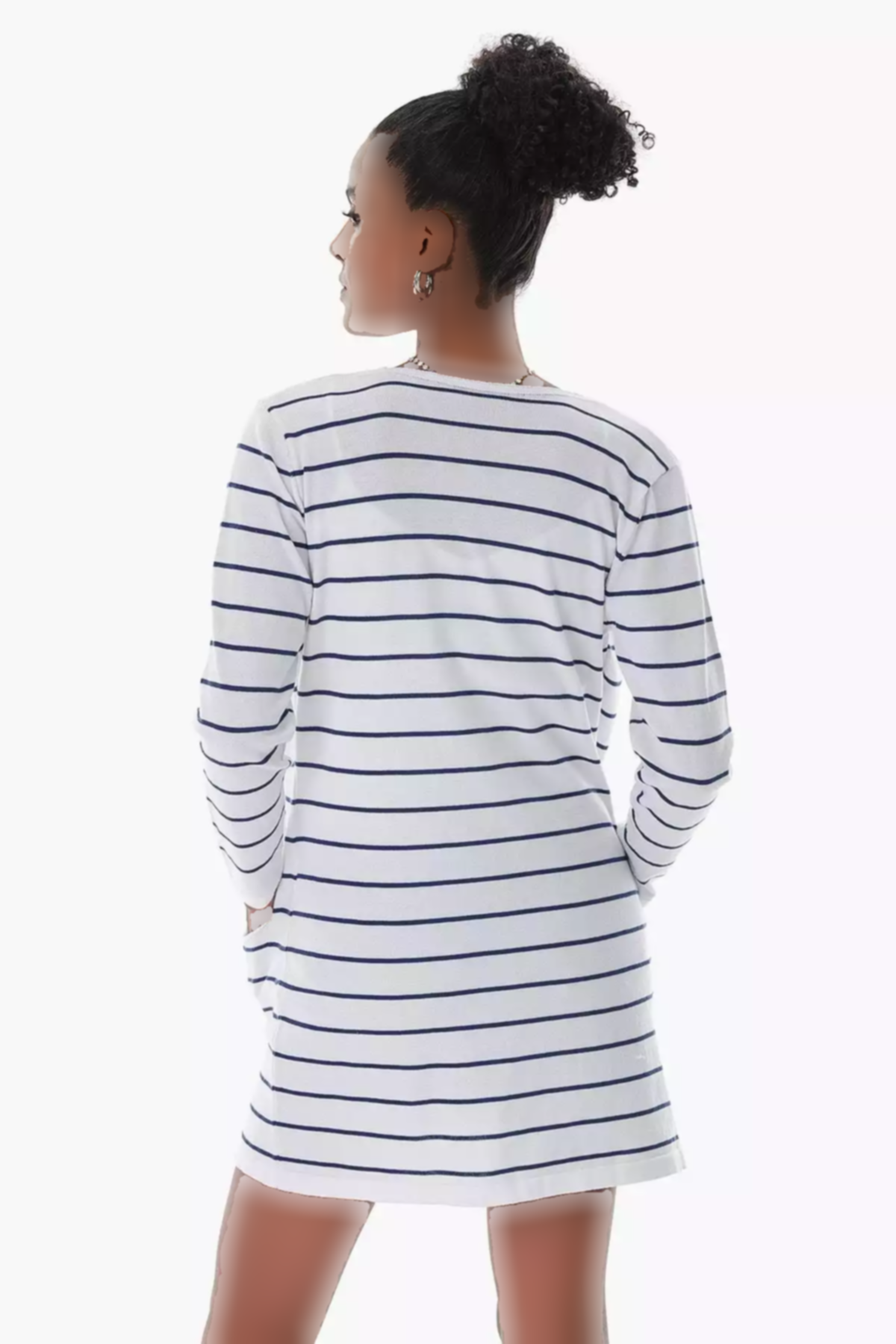 بافتنی پنبه ای طرحدار جیبدار راهراه سفید روشن زنانه برند CHUBA کد 1753698675