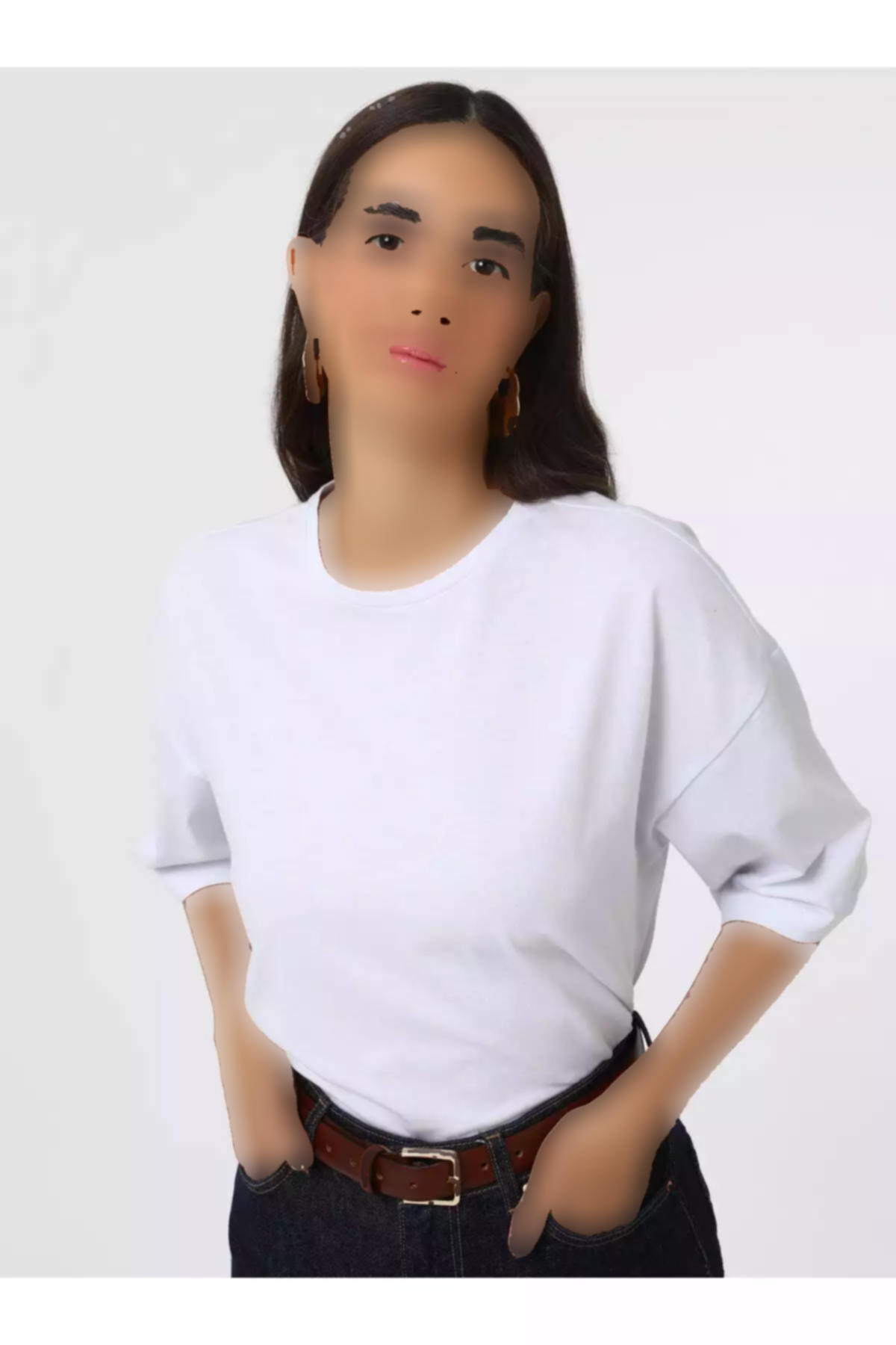 ساده شانه باز افتاده یقه گرد سفید رفکا تیشرت زنانه برند Refka کد 1753723270