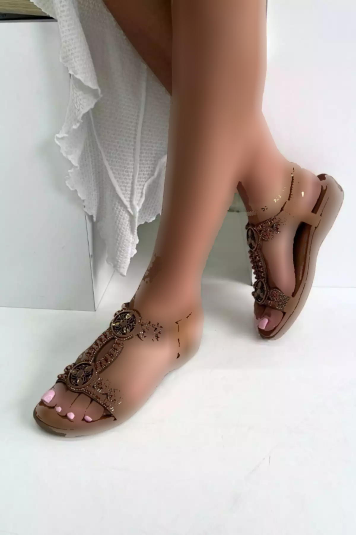 صندل نگین دار شتری زنانه برند inizio کد 1753716667