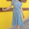 پیراهن کمر کشی ساده گرهدار طرحدار آبی زنانه برند armonika کد 1753591868