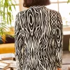 پیراهن ابریشم مصنوعی طرحدار گورخری مشکی زنانه برند Olalook کد 1753669866