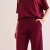 ست پایین بالا جیب دار تیشرت شلوار زرشکی زنانه برند Olalook کد 1753669988