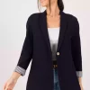 کت تک دکمه راهراه داخل آستین سرمه ای تیره زنانه برند armonika کد 1753590073