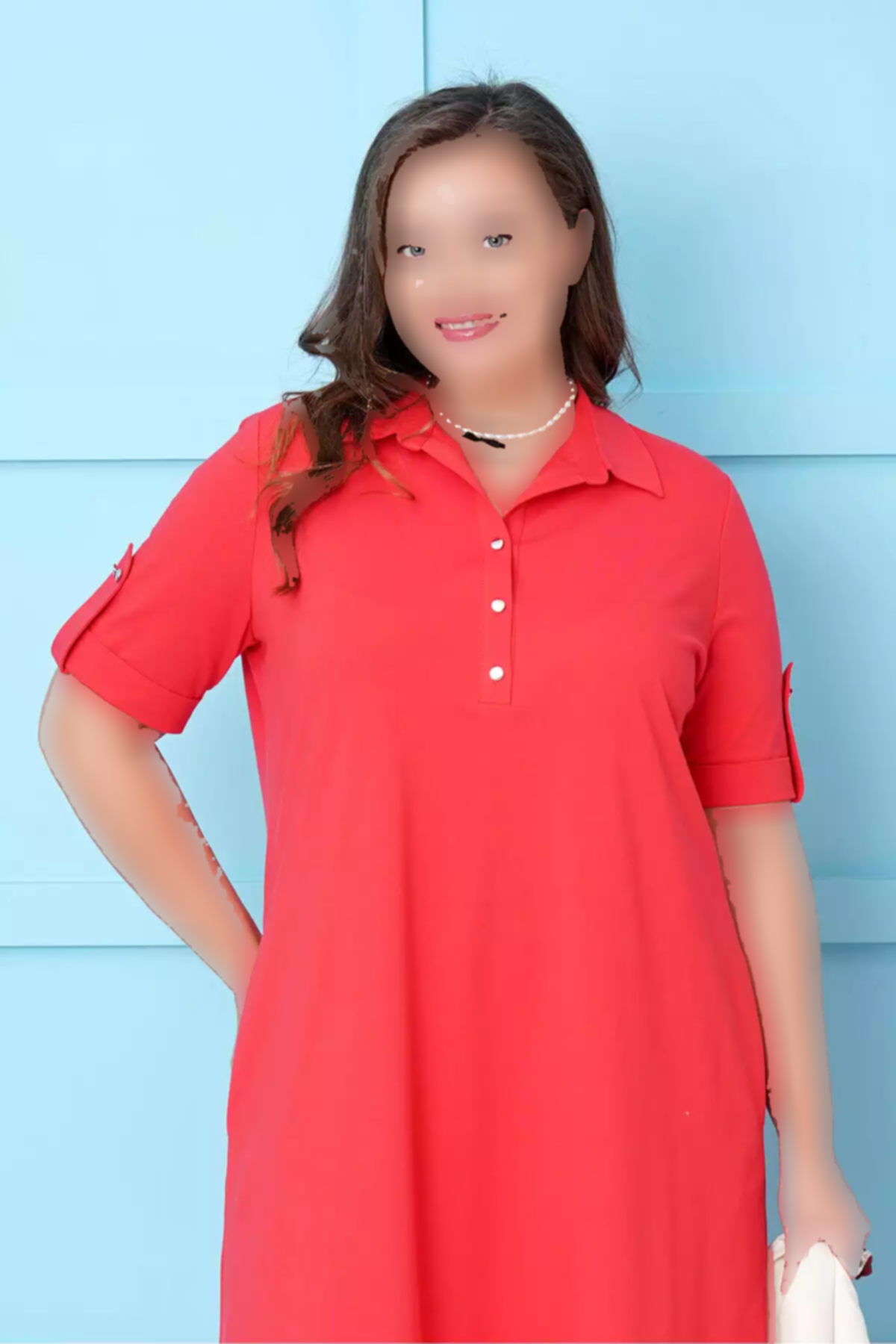 پیراهن پنبه یقه سه دکمه برند Büyük Moda کد 1753846927