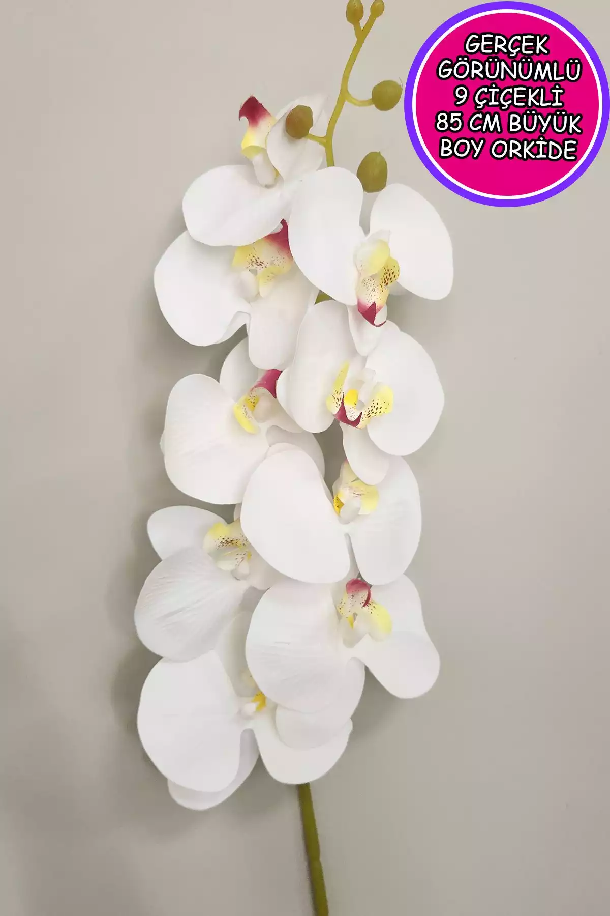 گلدار مصنوعی بزرگ به صورت ارکیده سفید واقعی 85cm برند ALSHOP کد 1753579331