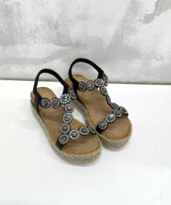 صندل کف حصیری زنانه مشکی برند inizio کد 1753715466