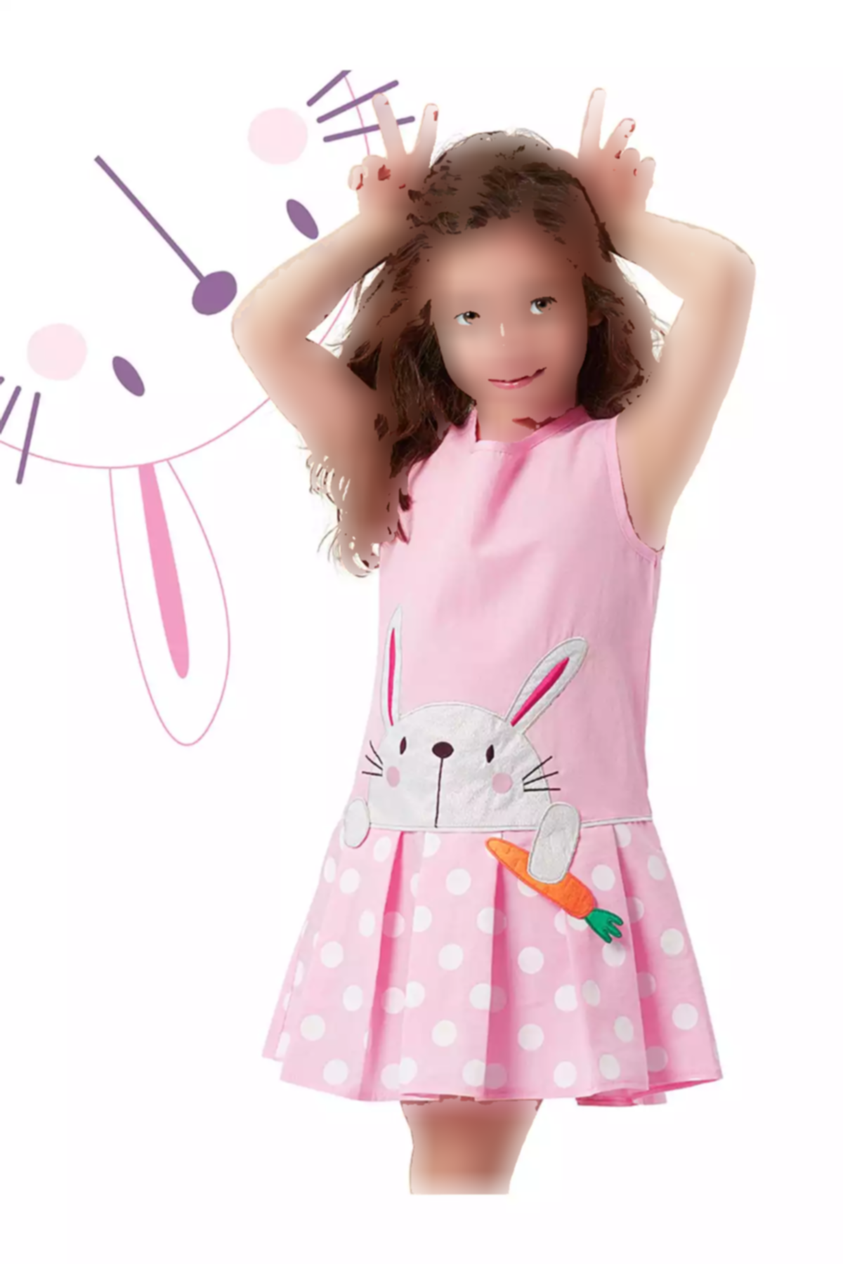 پیراهن خالدار تابستانی بدون آستین صورتی دخترانه برند Denokids کد 1753832522