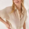 پیراهن گشاد کتان خفاشی سنگی زنانه برند Olalook کد 1753665671
