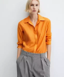 پیراهن دکمه مخفی برند MANGO کد 1751484505