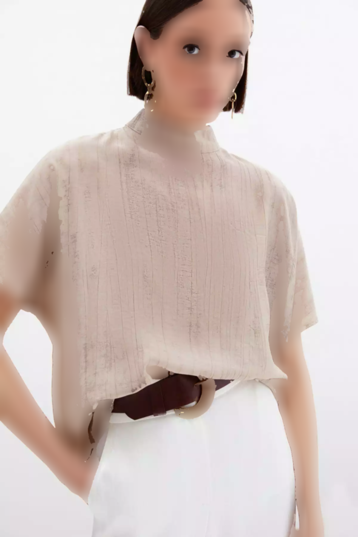 بلوز طرحدار بژ برند Sateen کد 1753368074