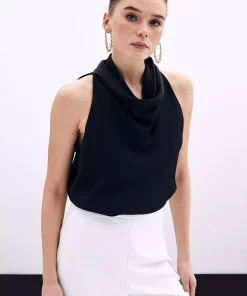 بلوز یقه ساتن مشکی برند Sateen کد 1753365188