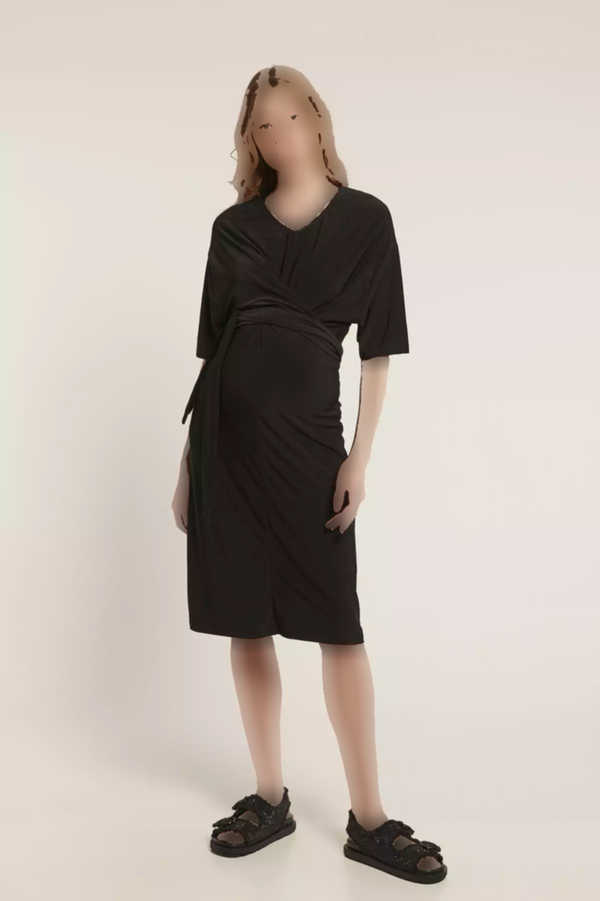 پیراهن یقه هفت بارداری مشکی قابل تنظیم برند Lyn Mama کد 1753850587