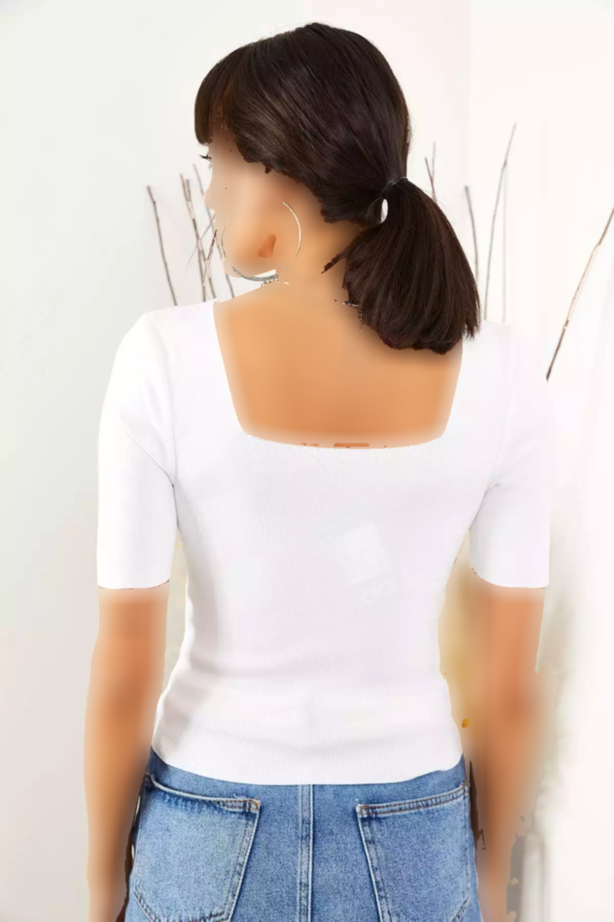 بلوز بافتنی دور کمر یقه مربع شیری رو زنانه برند Olalook کد 1753669991