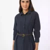 پیراهن دکمه دار پوپلین سرمه ای رفکا برند Refka کد 1753721473